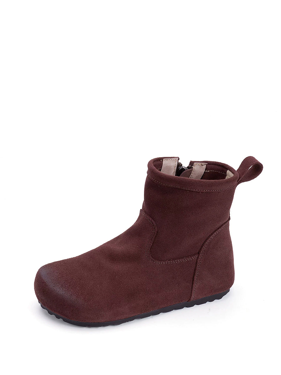 Women Spring Retro Suede Low-Heel Ankle Boots