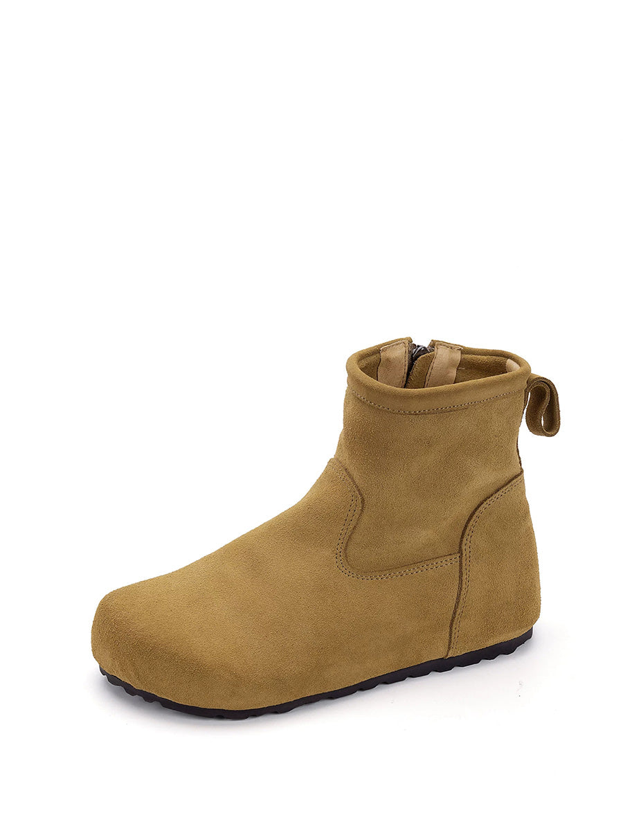 Women Spring Retro Suede Low-Heel Ankle Boots