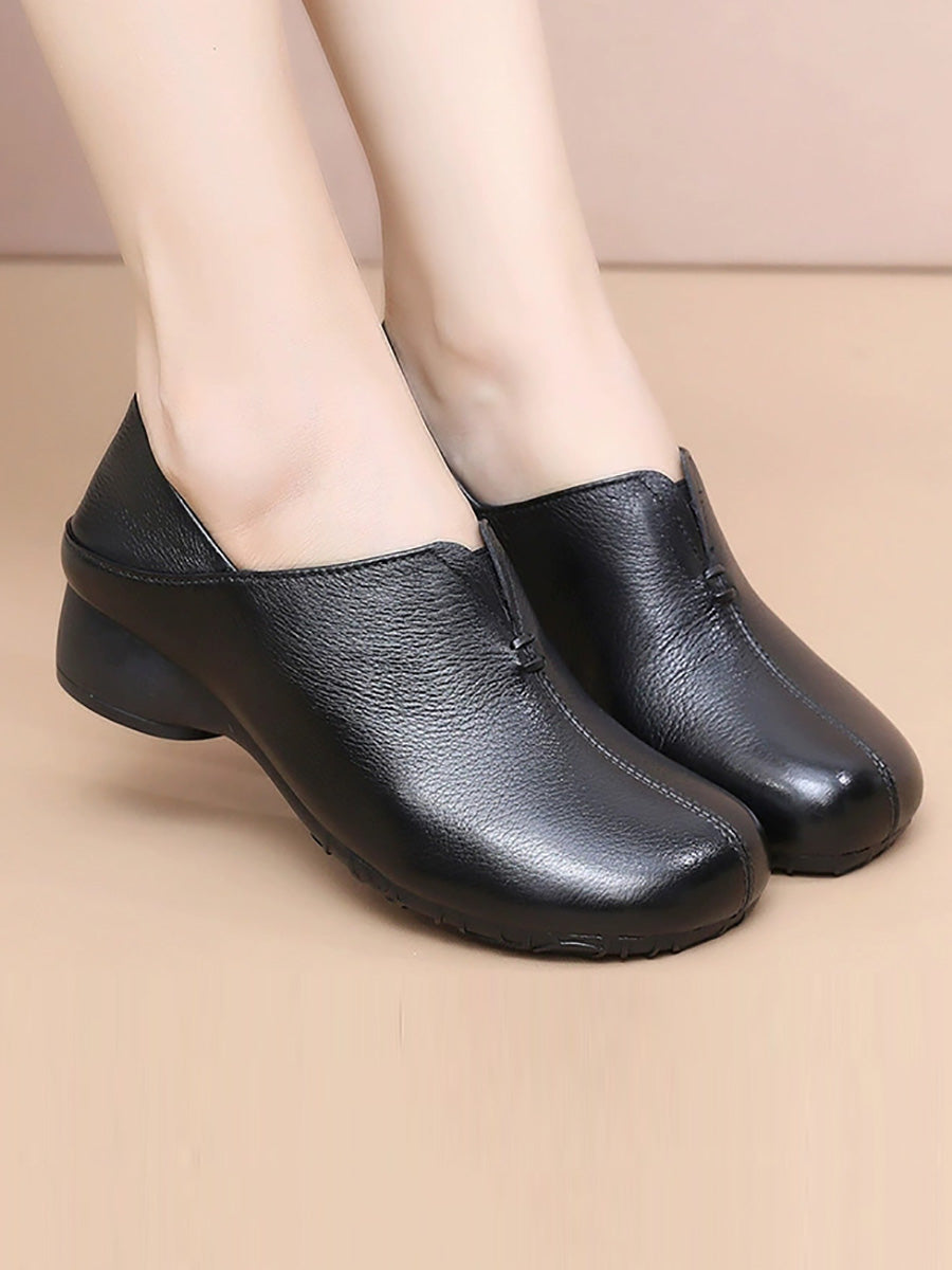 Women Casual Genuine Leather High-Vamp Comfortable Shoes