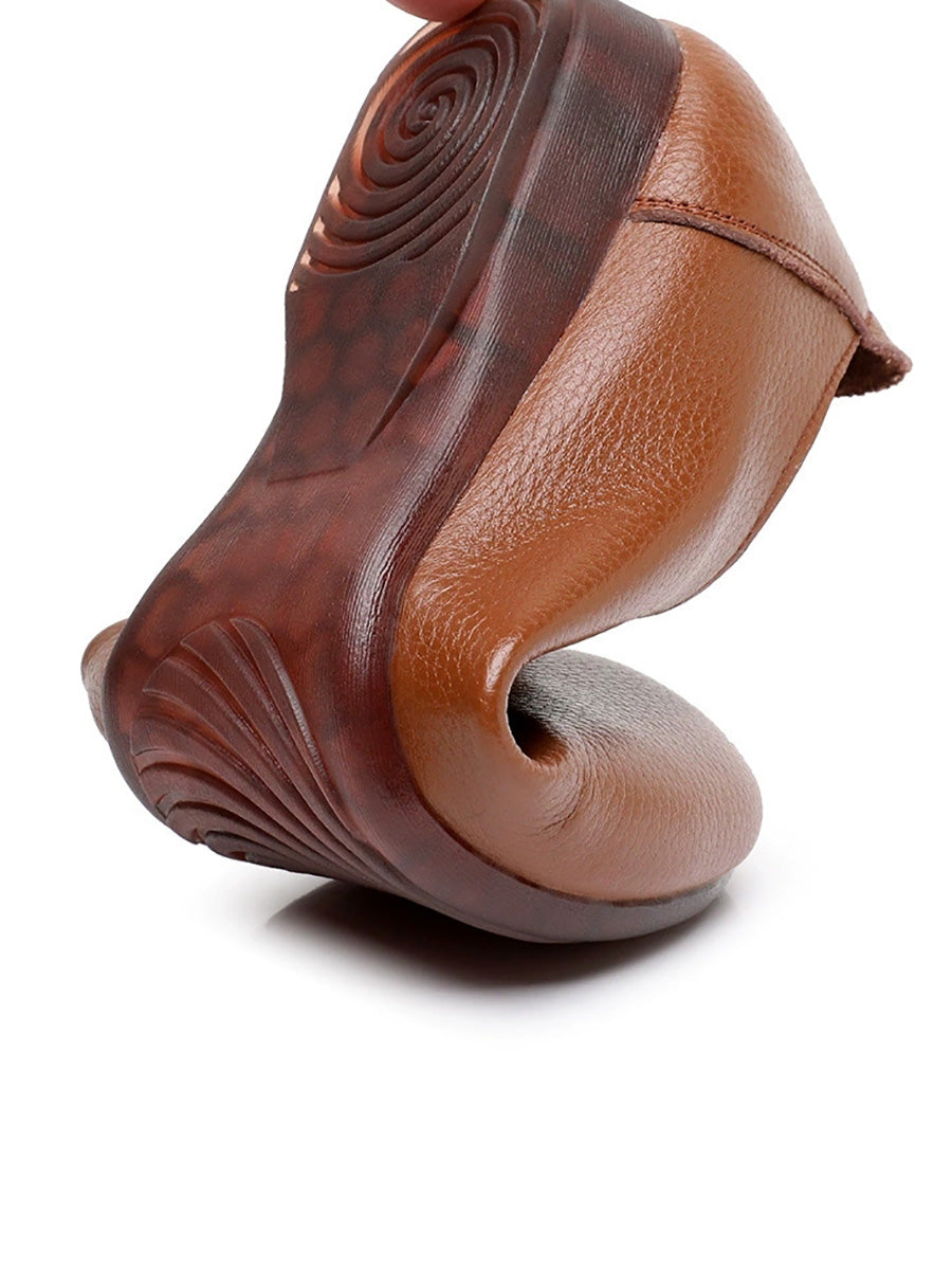 Women Literary Soft Leather Slip-On Flats