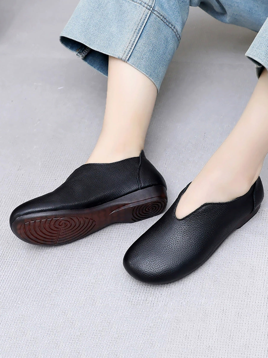 Women Literary Soft Leather Slip-On Flats