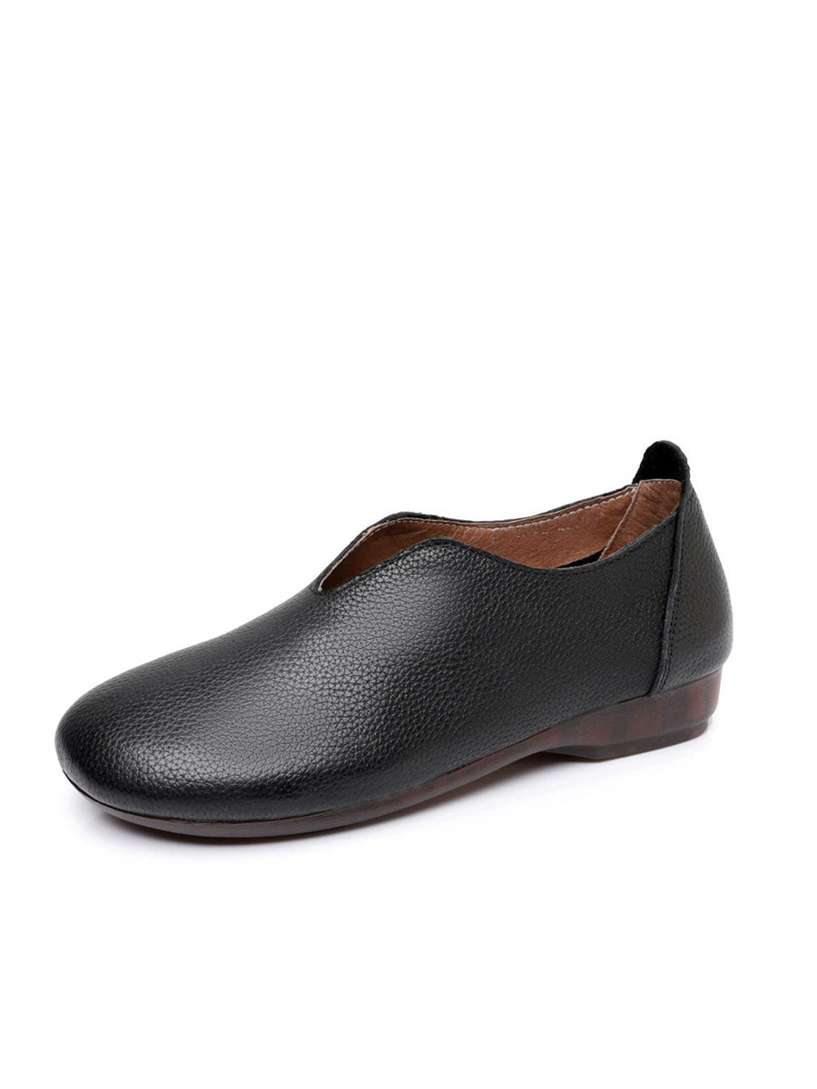 Women Literary Soft Leather Slip-On Flats