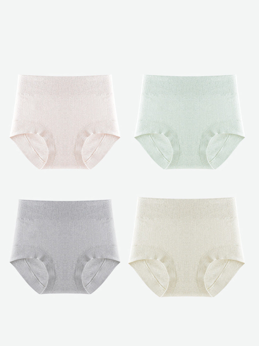 4 Pieces Women High Waist Cotton Underwear