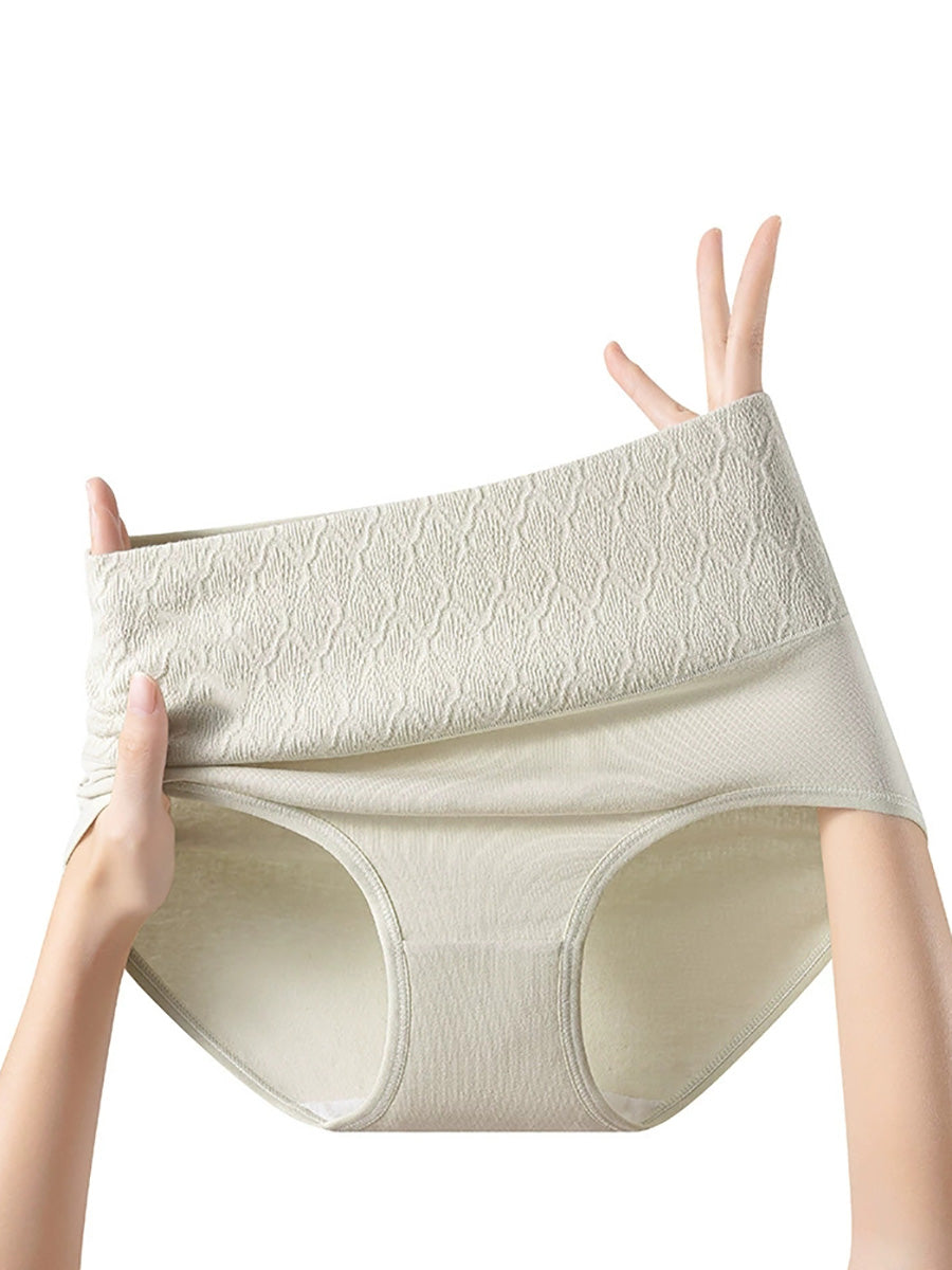 5 Pieces Women High-Waist Seamless Cotton Solid Underwear
