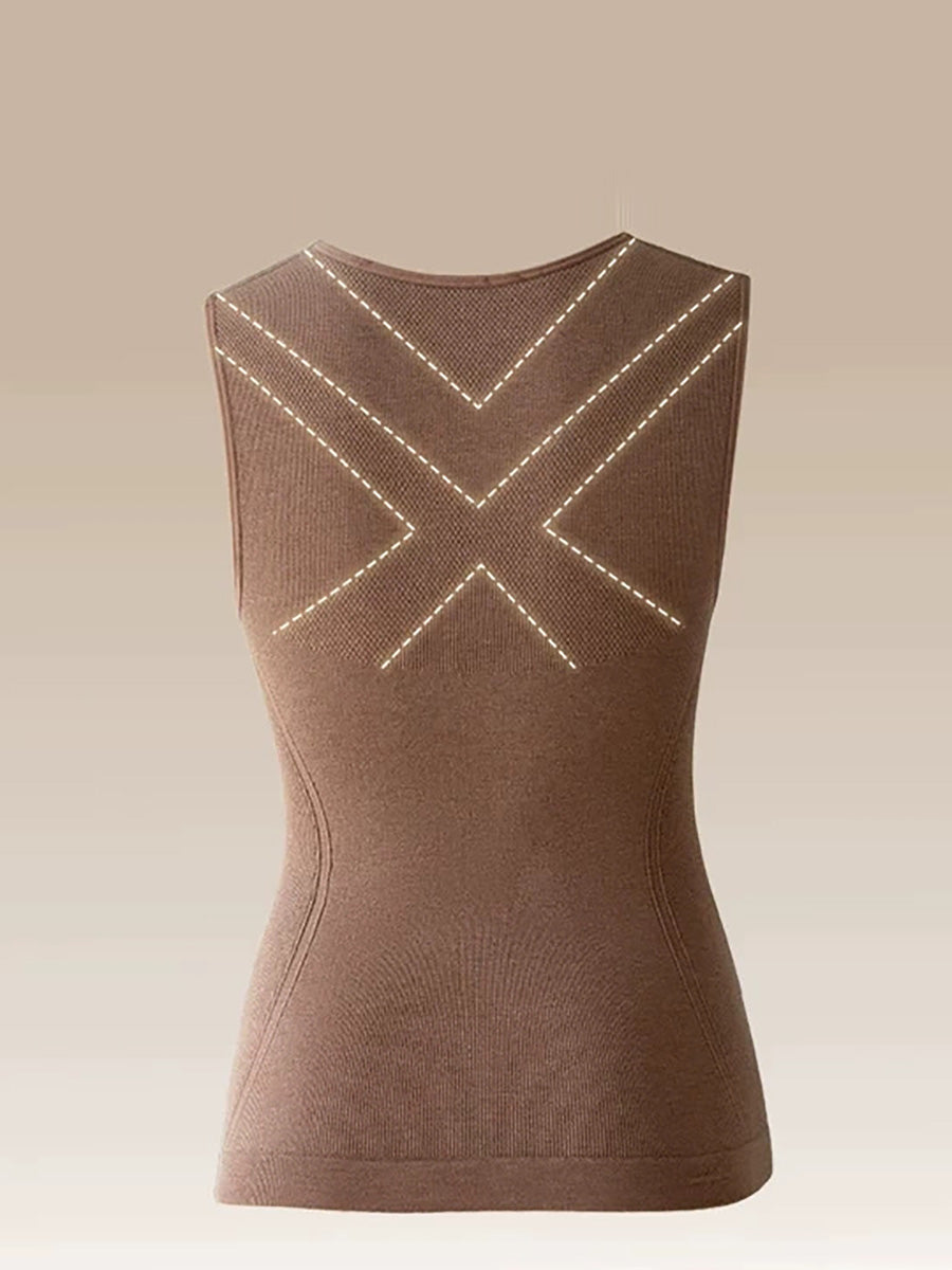 Women Solid Cashmere-Blend Slim Warm Thermal Base Layer Vest