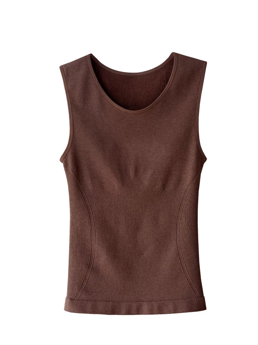 Women Solid Cashmere-Blend Slim Warm Thermal Base Layer Vest