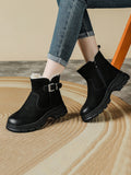 Women Winter Genuine Leather Wool-Lined Casual Martin Boots
