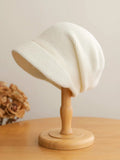 Women Solid Color Warm Ear-Covering Short-Brim Slouchy Beanie