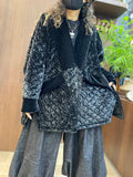 Women Winter Vintage Cotton Quilted Velvet Padded Coat
