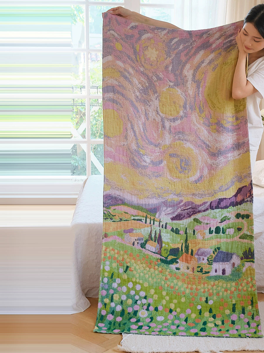 100% Cotton 4-Layer Gauze Blanket – Quick-Dry Large Towel for Home