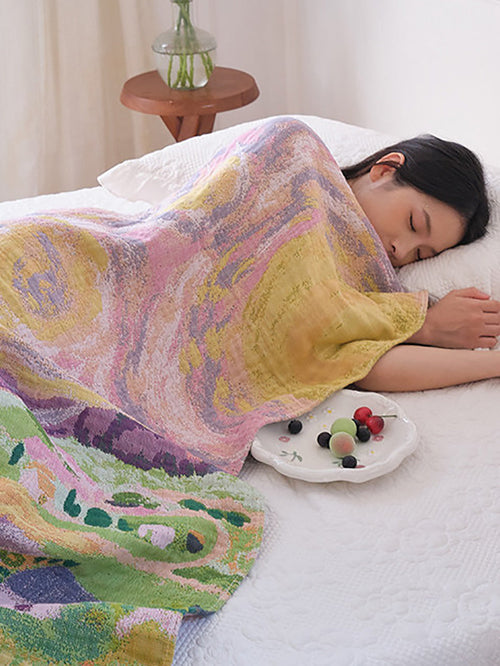 100% Cotton 4-Layer Gauze Blanket – Quick-Dry Large Towel for Home