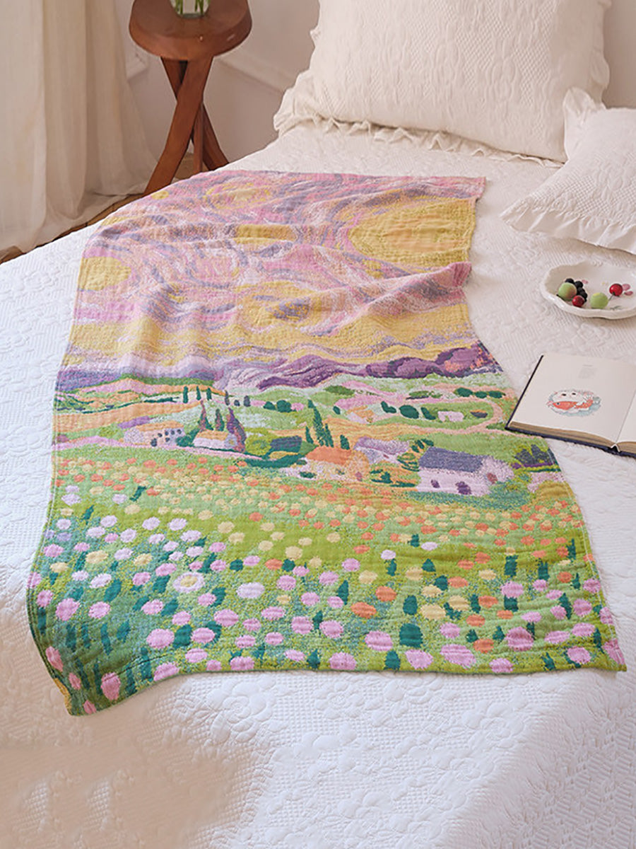 100% Cotton 4-Layer Gauze Blanket – Quick-Dry Large Towel for Home
