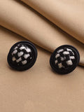 Women Vintage Plaid Fabric Stud Earrings