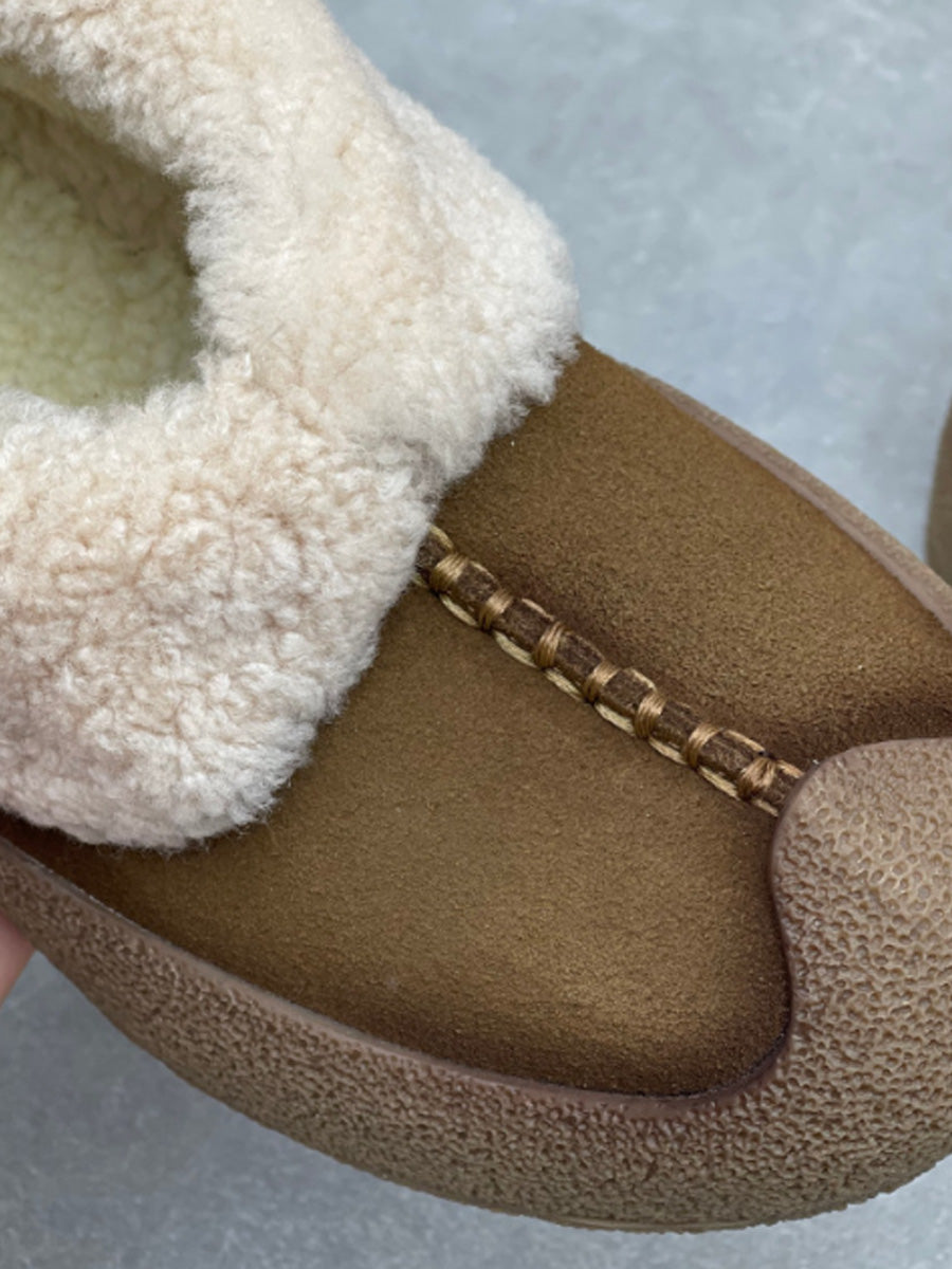 Women Winter Fur-Lined Warm Flat Slip-On Shoes