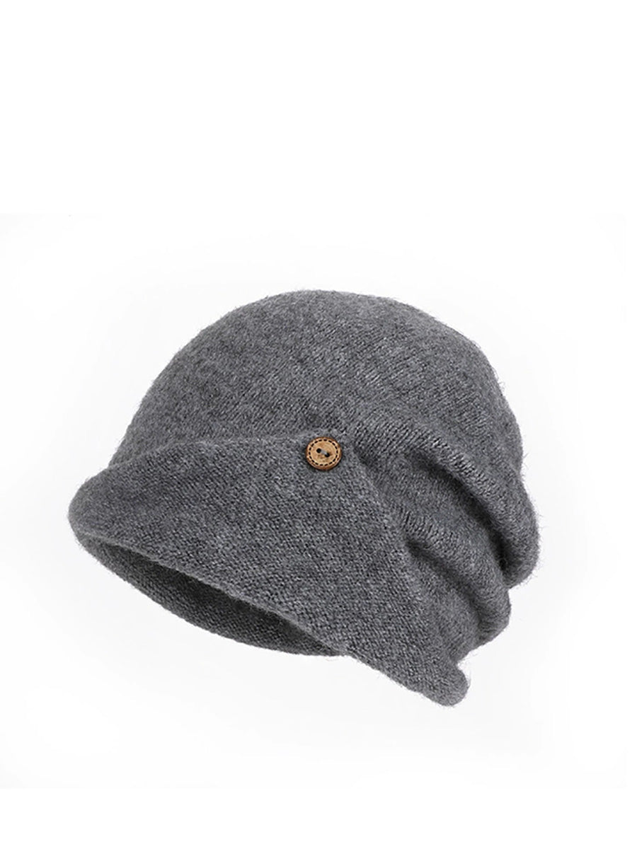 Women Casual Button Slouchy Beanie– Versatile Warm Knit Hat