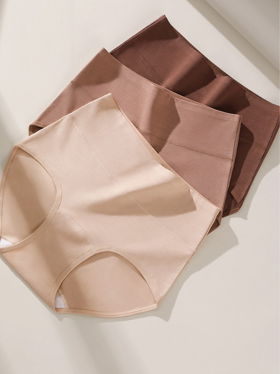 6 Pieces Women High Waist Solid Cotton Underwear