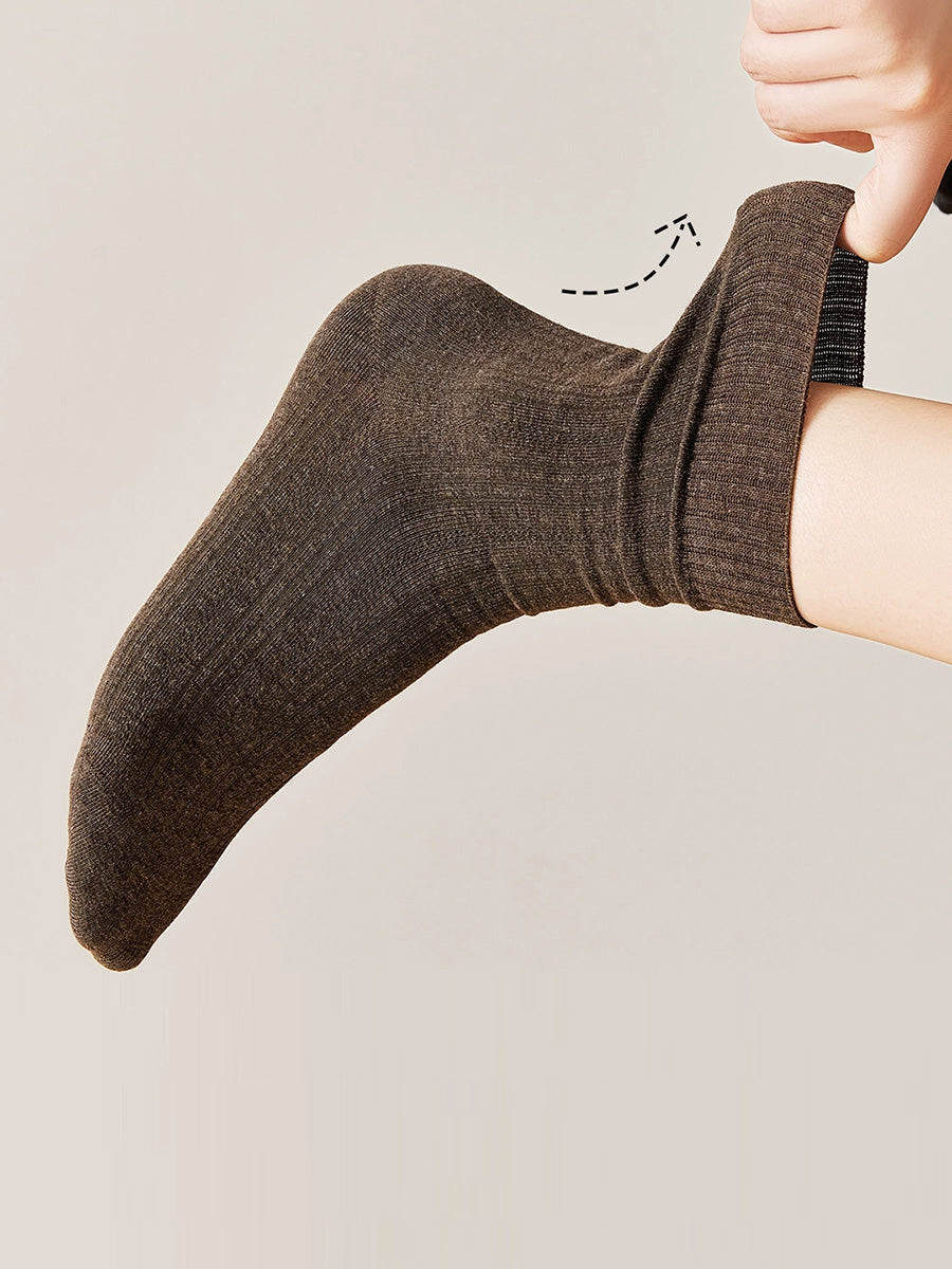 6 Pairs Women Solid Ribbed Versatile Mid-Calf Socks