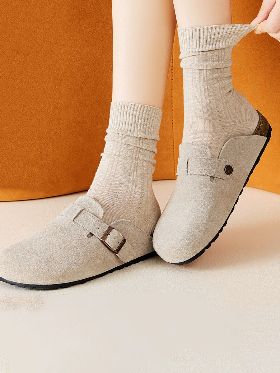 6 Pairs Women Solid Ribbed Versatile Mid-Calf Socks