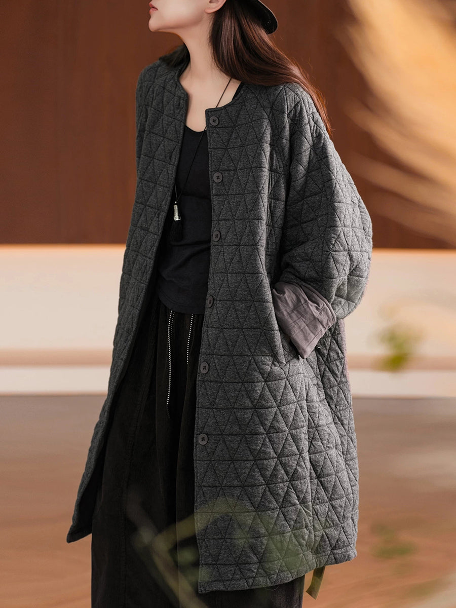 Women Winter Casual Quilted 100% Cotton Long Coat