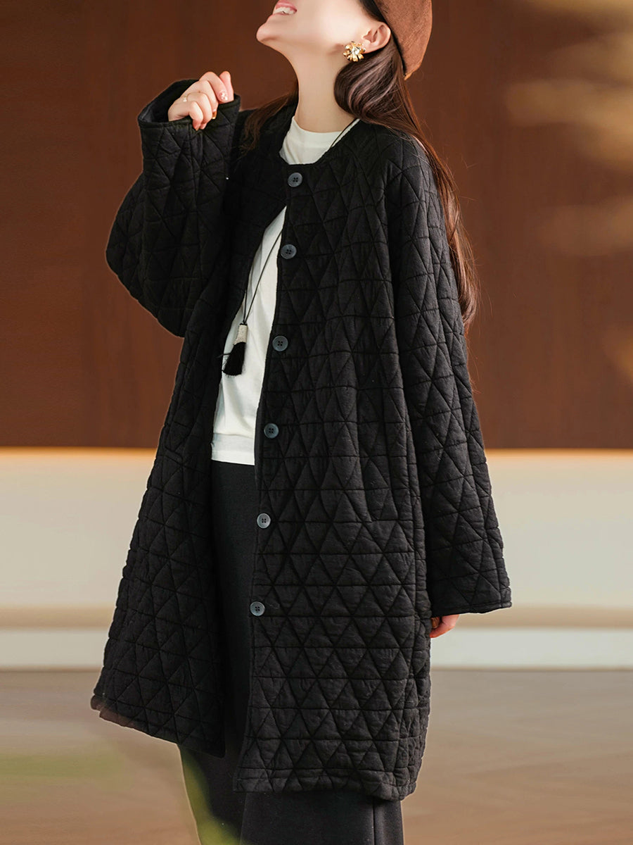Women Winter Casual Quilted 100% Cotton Long Coat