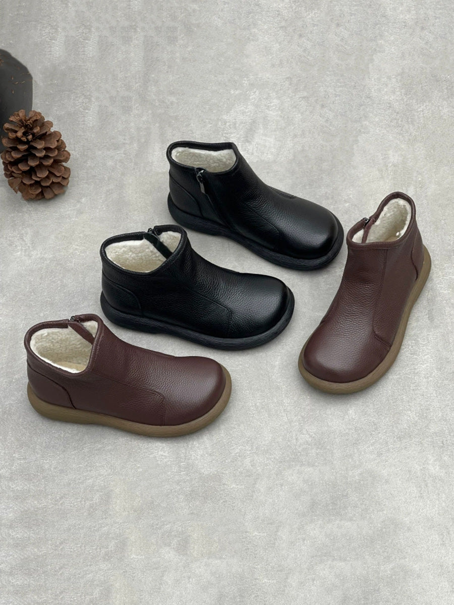 Women Winter Fleece-Lined Warm Flat Ankle Boots