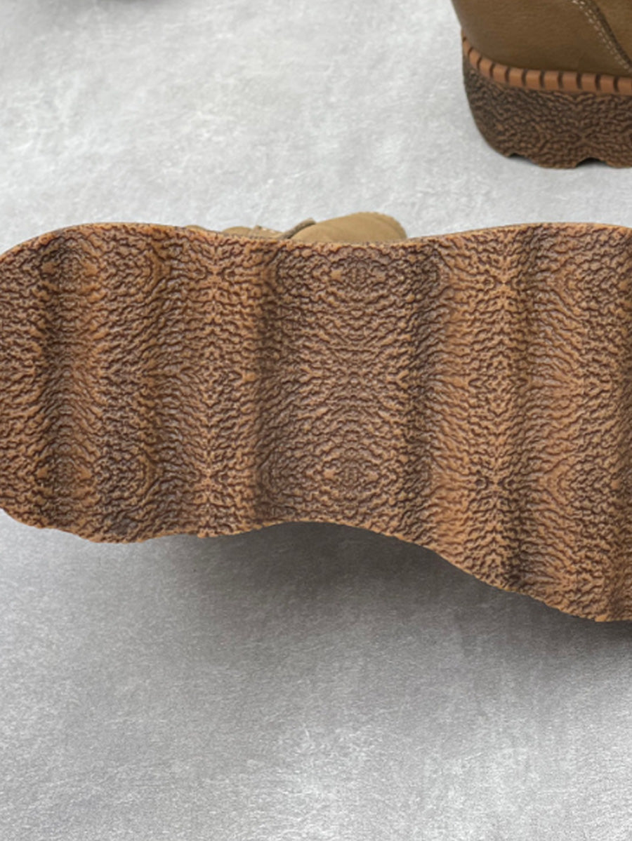 Women Handmade Leather Round Toe Slip On Mid-Calf Rider Boots