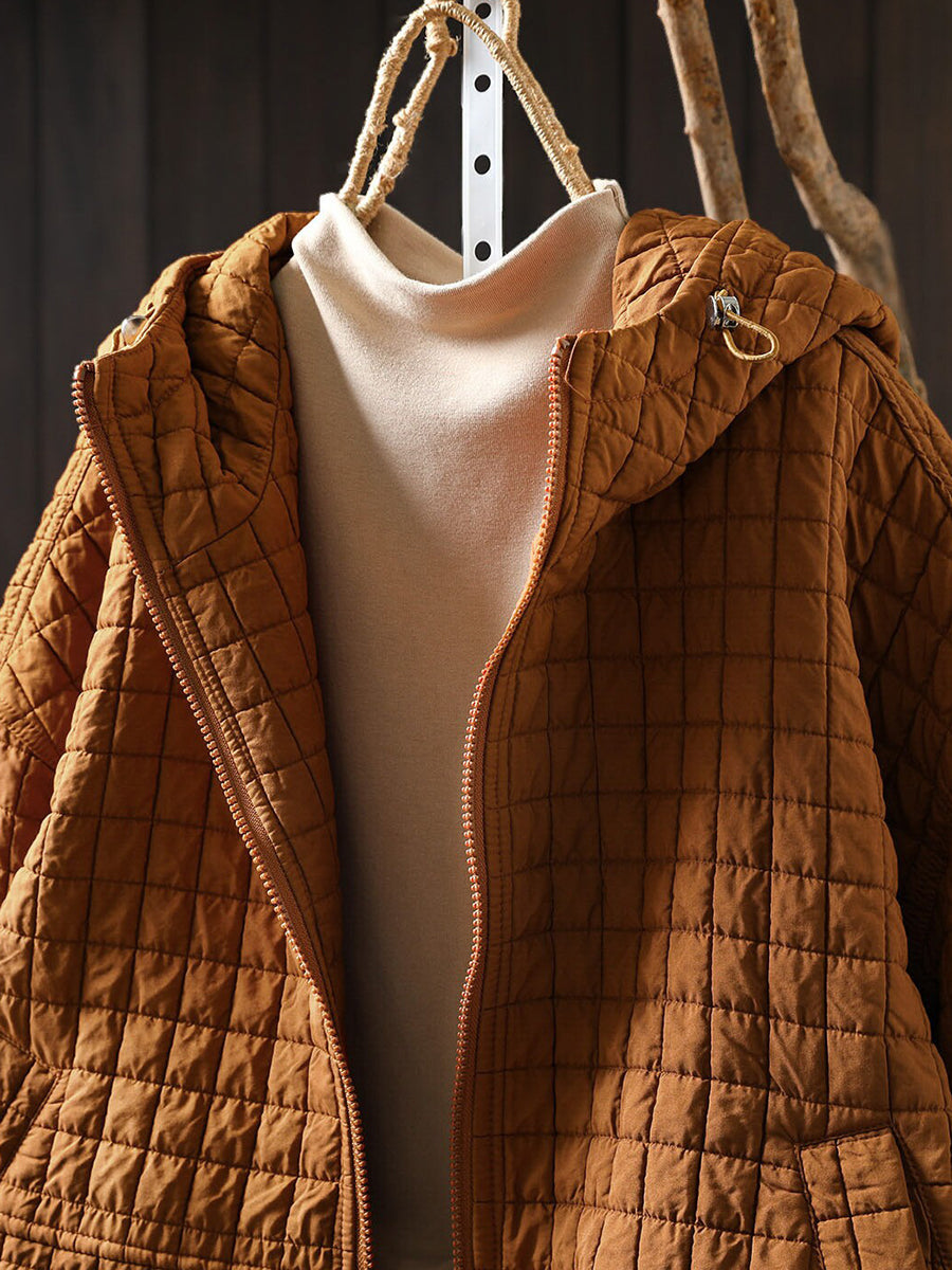 Women Winter Casual Quilted Cotton Hooded Jacket Coat