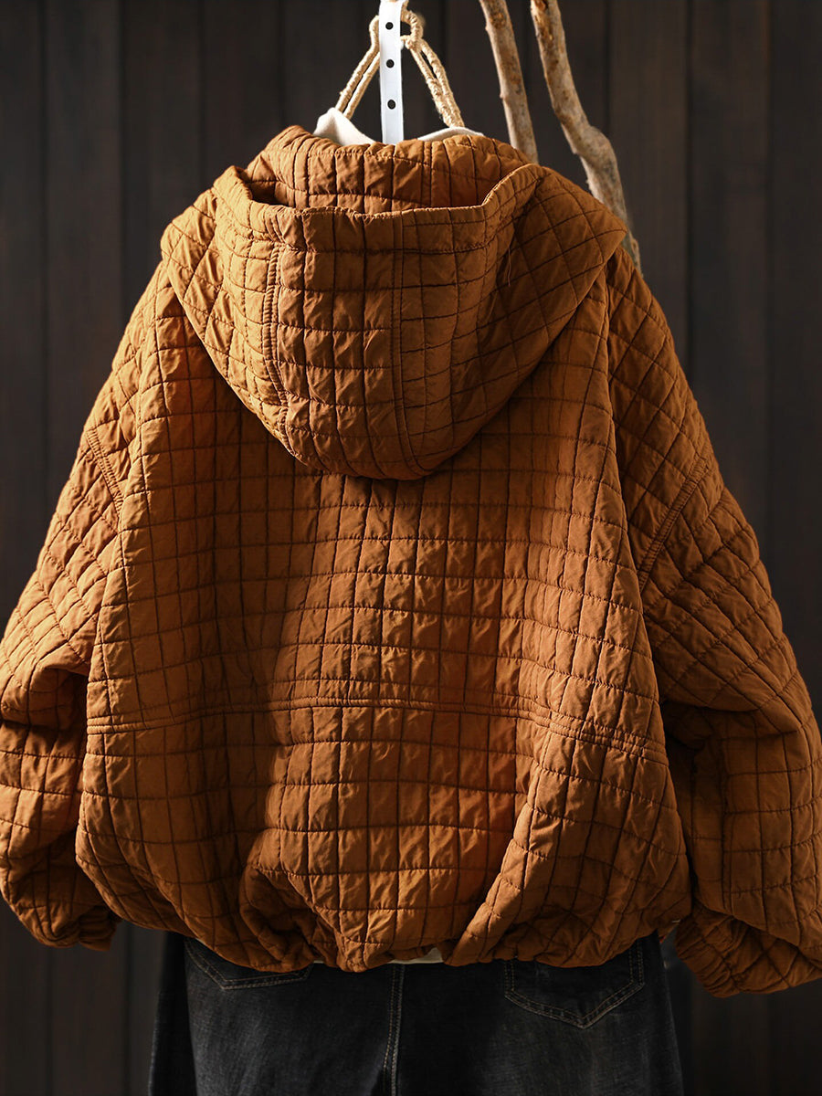 Women Winter Casual Quilted Cotton Hooded Jacket Coat