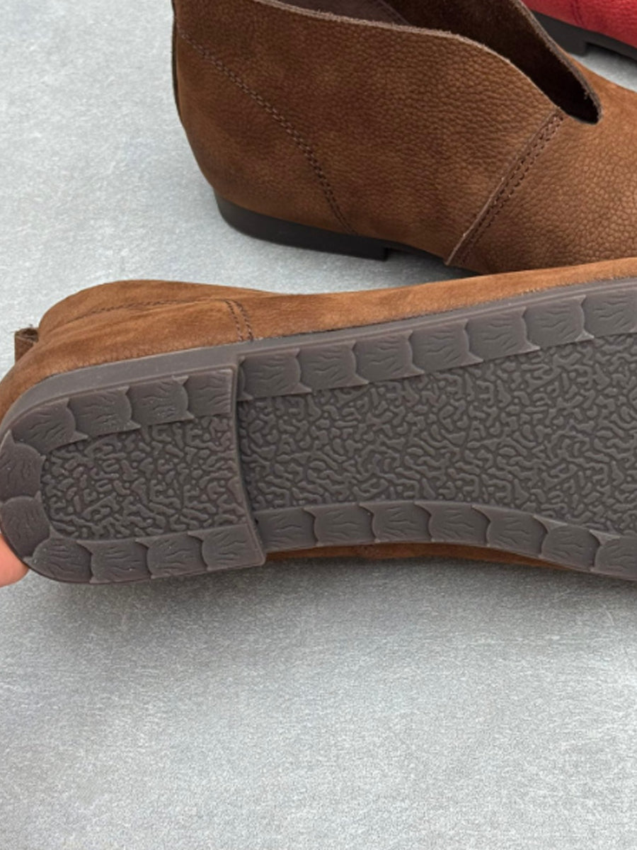 Women Retro Genuine Leather Flat Slip-On Ankle Boots