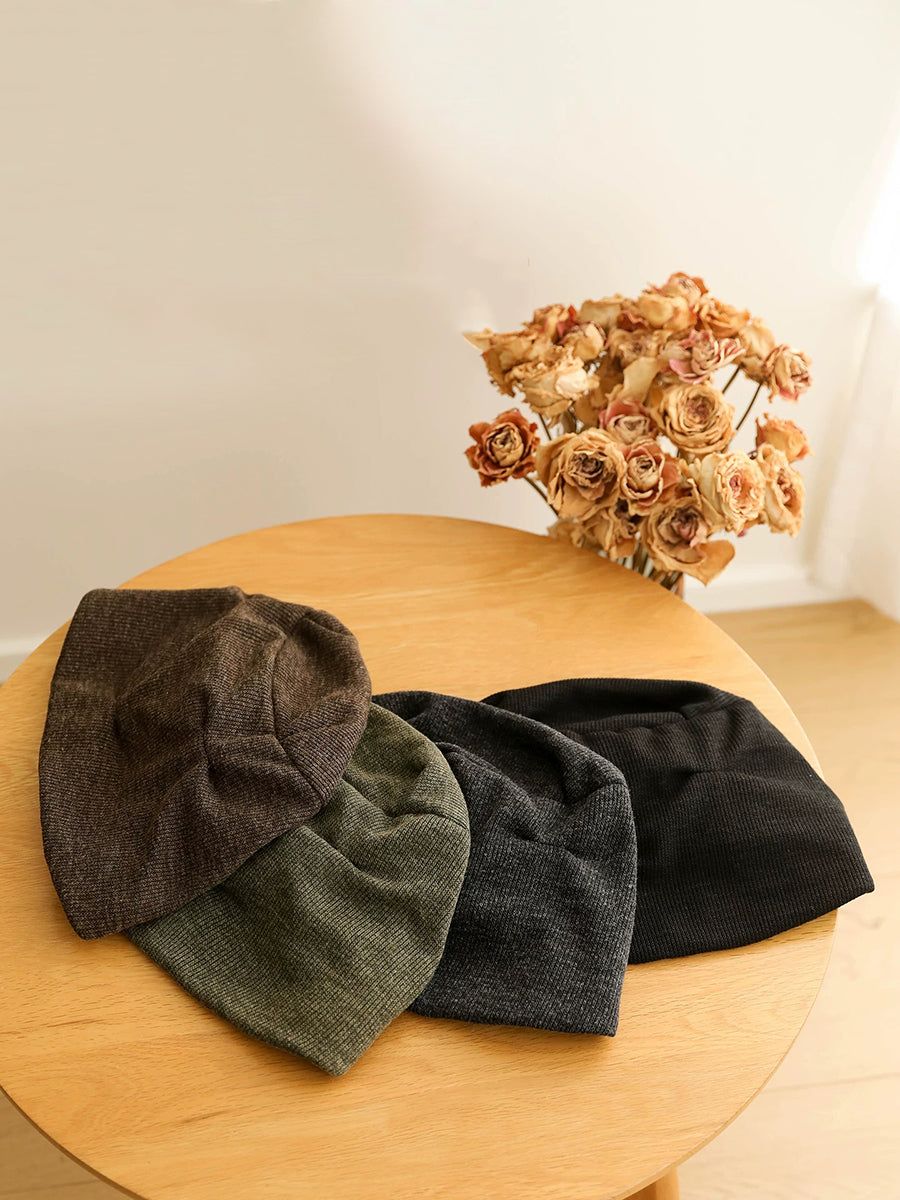 Women Solid Color Ruched Slouchy Beanie Hat