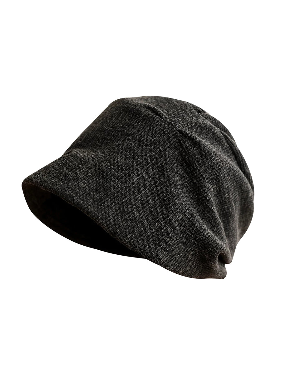 Women Solid Color Ruched Slouchy Beanie Hat