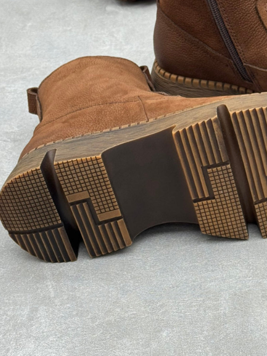 Women Winter Genuine Leather Sheepskin-Lined Warm Snow Boots