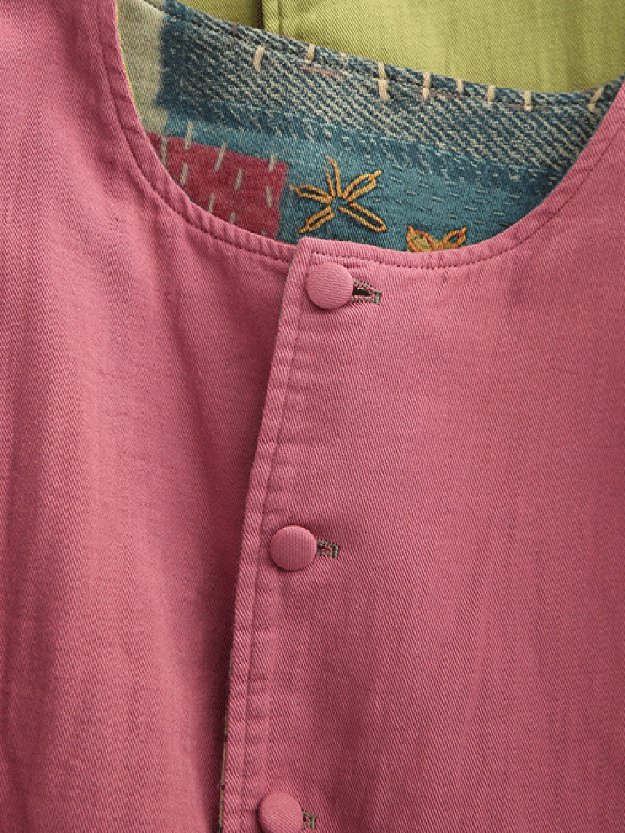Women Reversible Vintage Cotton Linen Loose Double-Layer Jacket