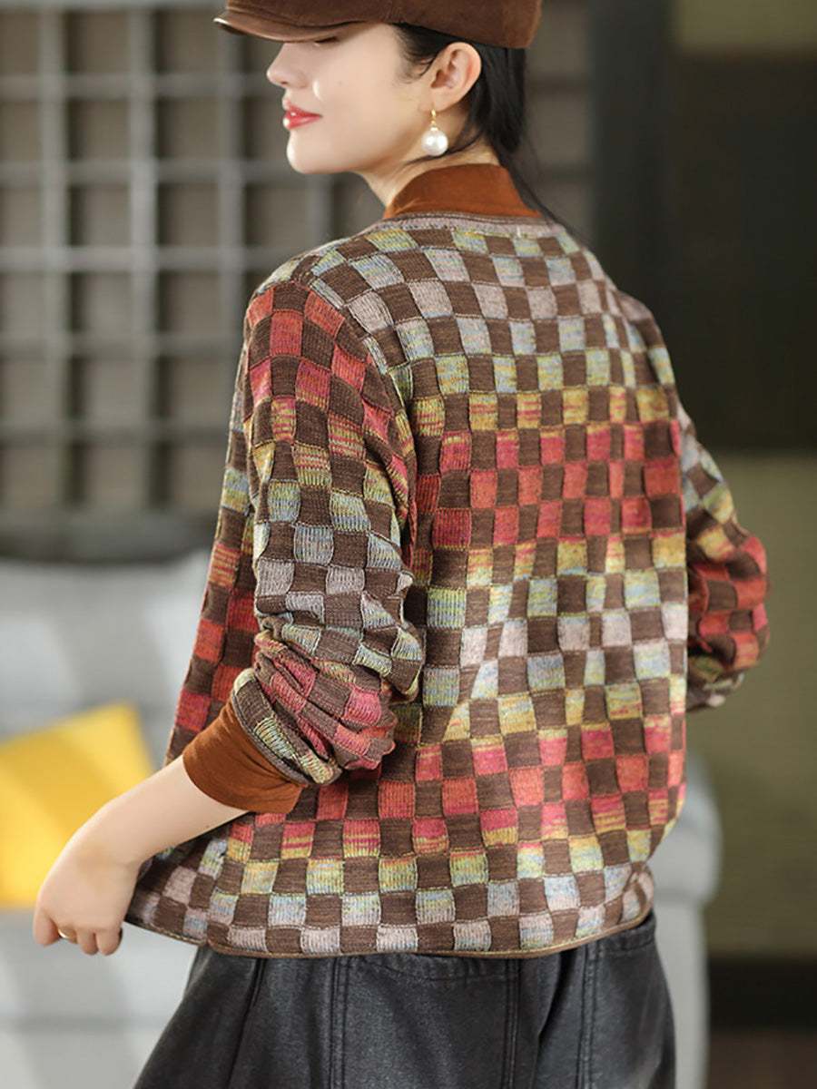 Women Autumn Artsy Melange Gradient Loose Knit Cardigan