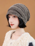 Women Warm Knit Ruched Slouchy Beanie