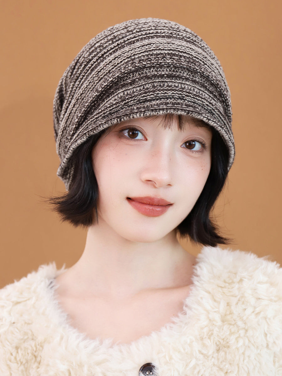Women Warm Knit Ruched Slouchy Beanie
