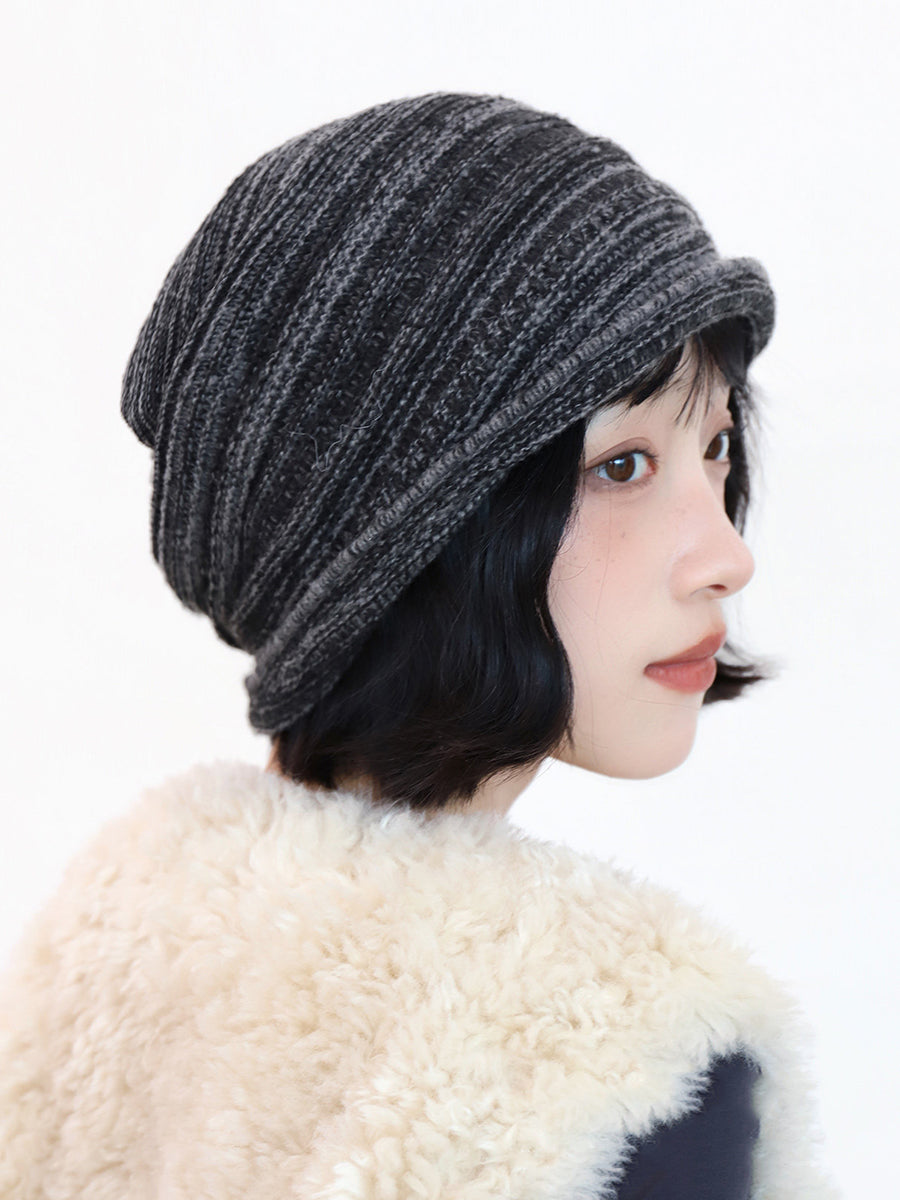 Women Warm Knit Ruched Slouchy Beanie