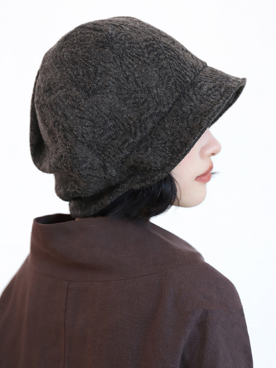 Women Wool-Blend Jacquard Warm Bucket Hat