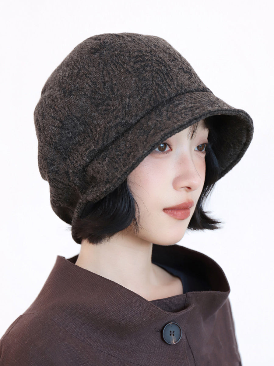 Women Wool-Blend Jacquard Warm Bucket Hat