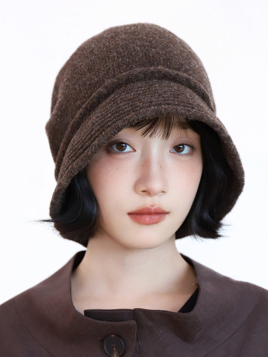 Women Warm Wool Blend Knit Fisherman Bucket Hat