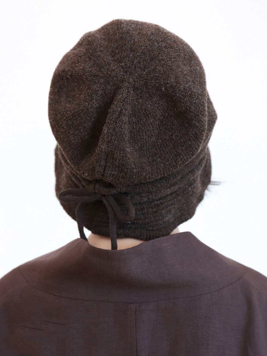 Women Warm Wool Blend Knit Fisherman Bucket Hat
