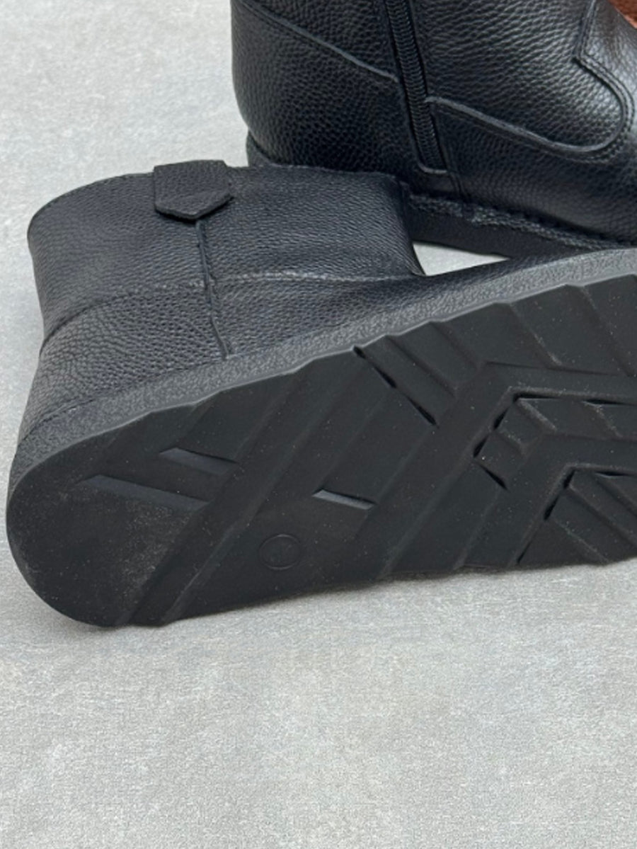 Women British Style Genuine Leather Flat Soft Short Boots