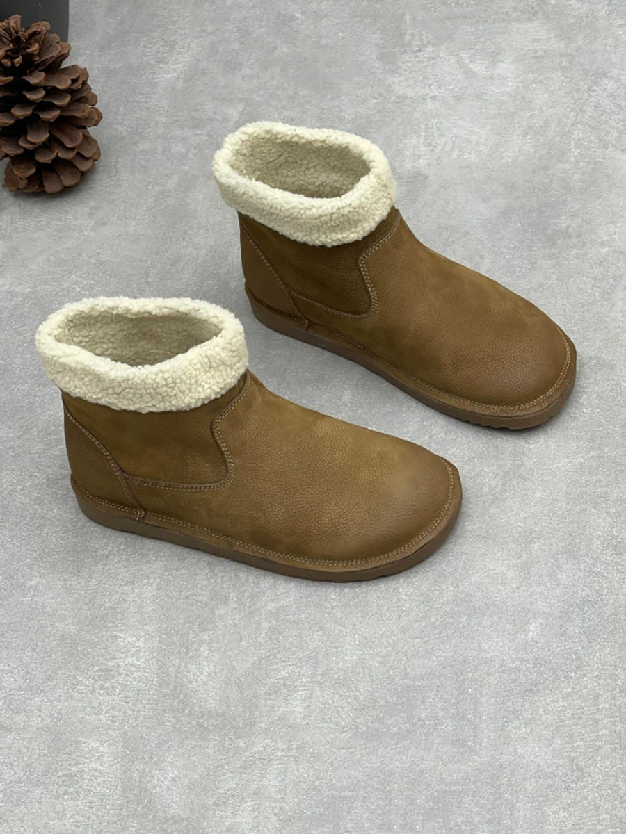 Women Solid Retro Comfort Winter Snow Boots