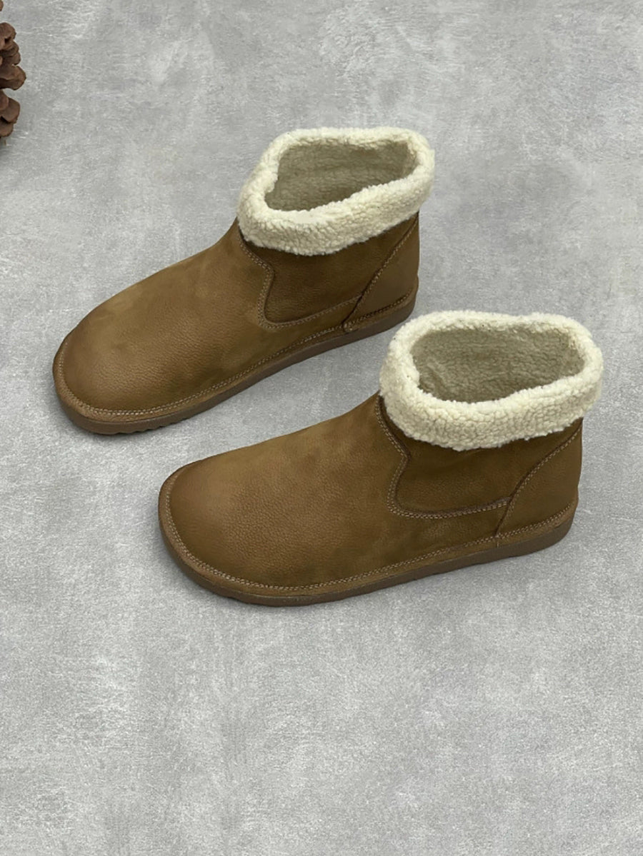 Women Solid Retro Comfort Winter Snow Boots