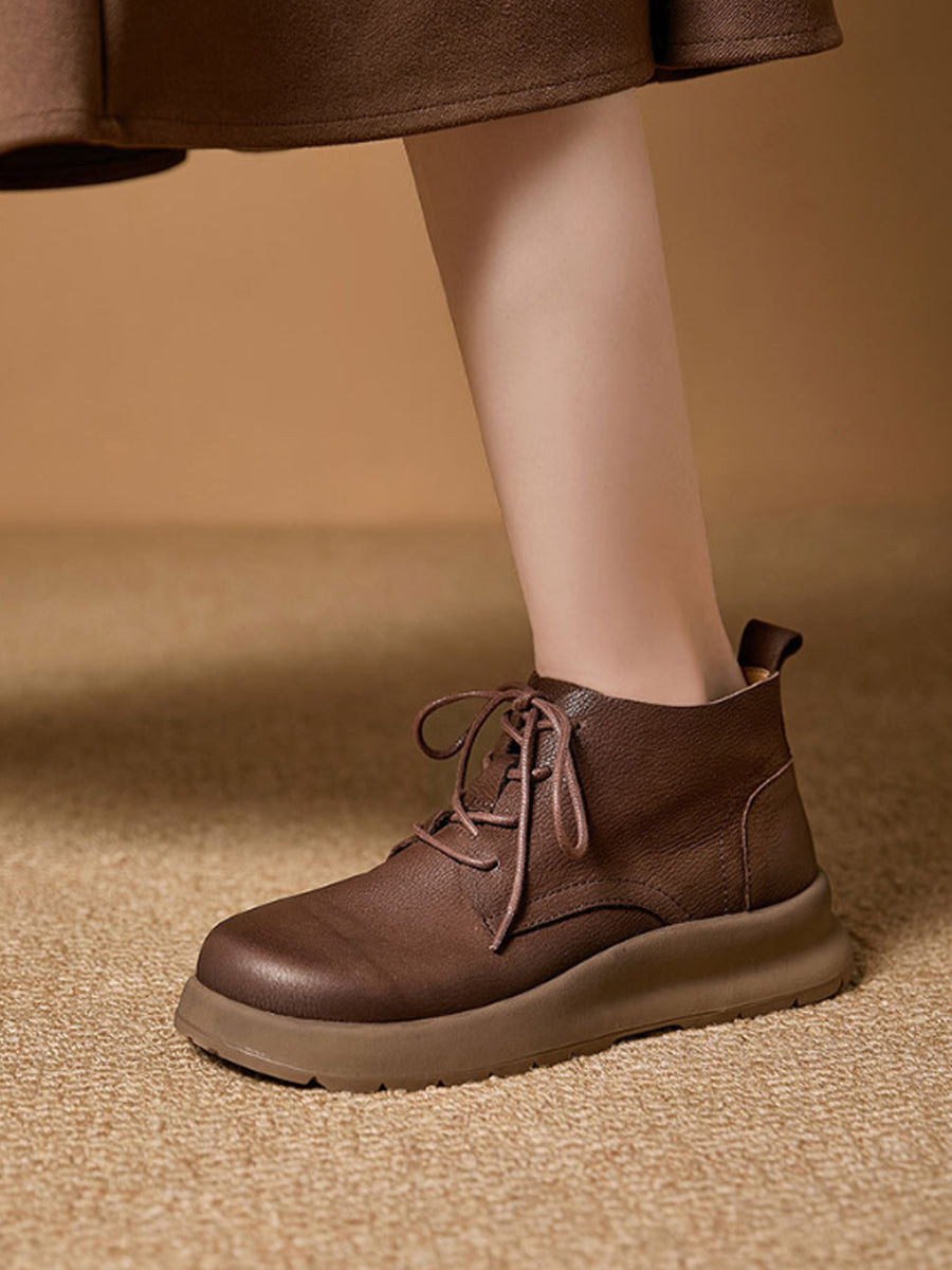 Women Retro Casual Leather Versatile Martin Boots