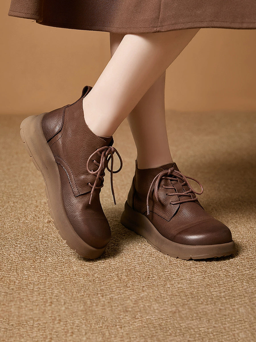 Women Retro Casual Leather Versatile Martin Boots