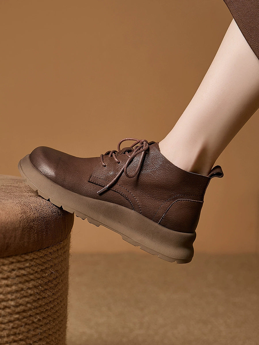 Women Retro Casual Leather Versatile Martin Boots