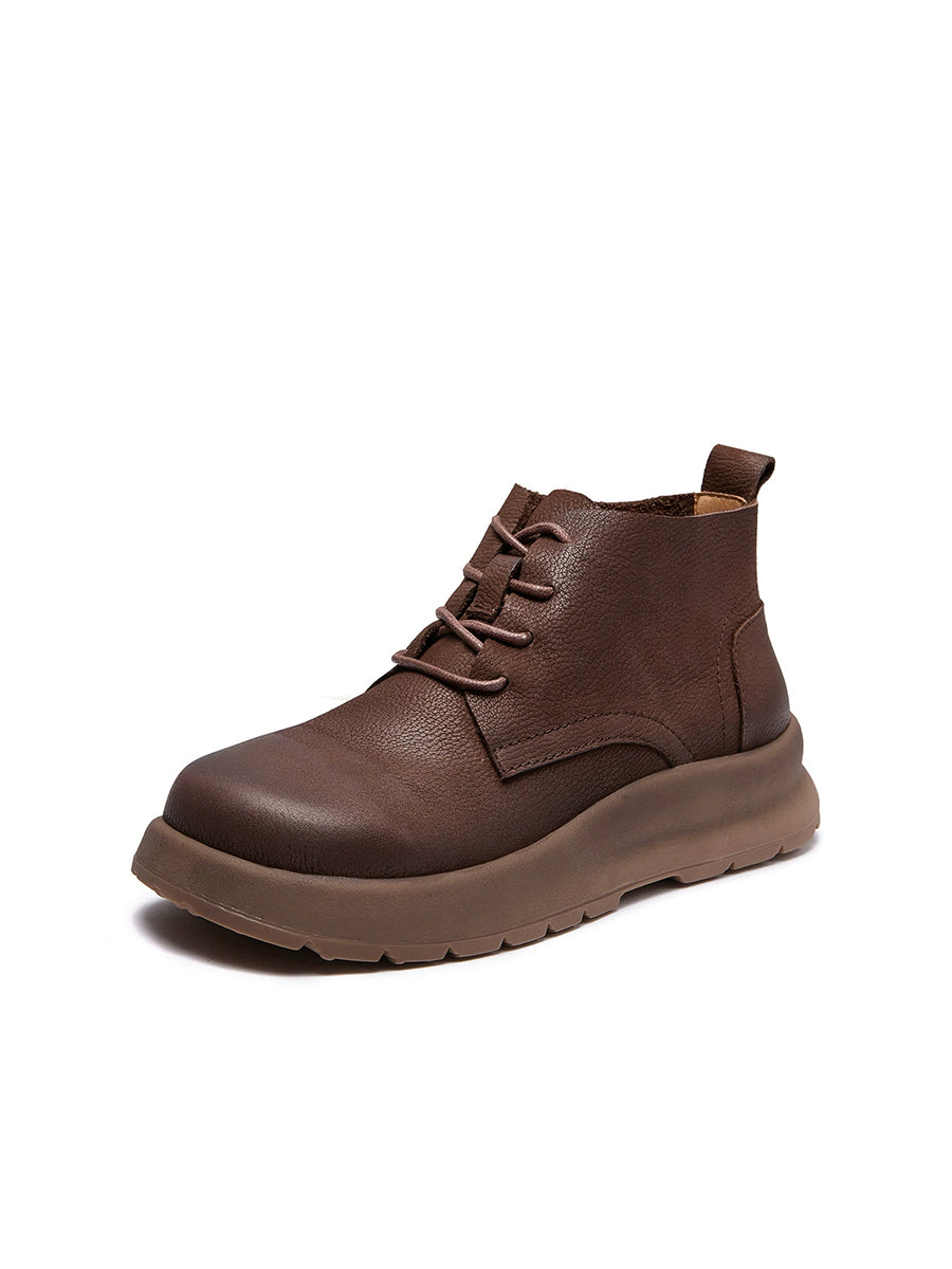 Women Retro Casual Leather Versatile Martin Boots