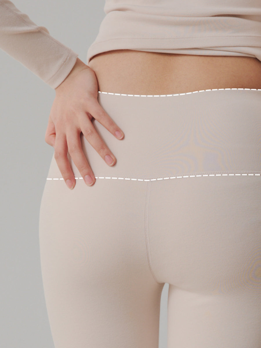 Women Winter Warm Pure Color High-Waist Thermal Pants