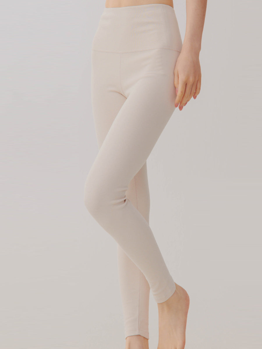 Women Winter Warm Pure Color High-Waist Thermal Pants